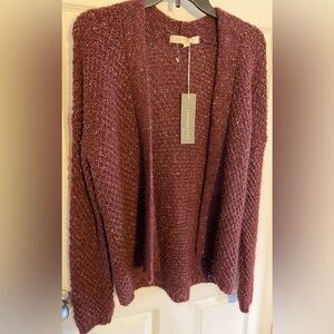 Anthropologie Lineamaglia Burgundy Knit Cardigan